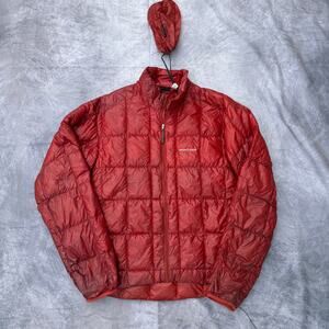 Men's Montbell Red Superior Goose Down Lightweight Puffer Packable Jacket Sz S
